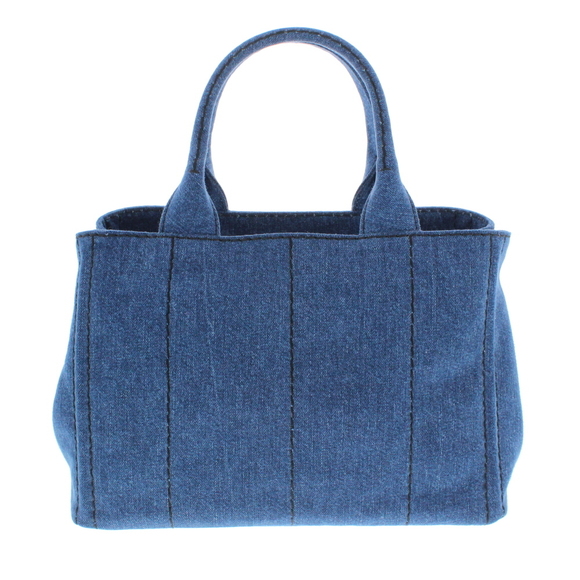 Prada Canapa Tote Bag Unused Navy Blue Denim - Picture 2 of 8